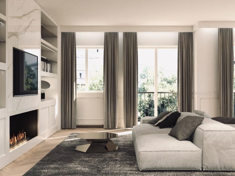 galbiati milano design house render appartamento via arona living room 2022