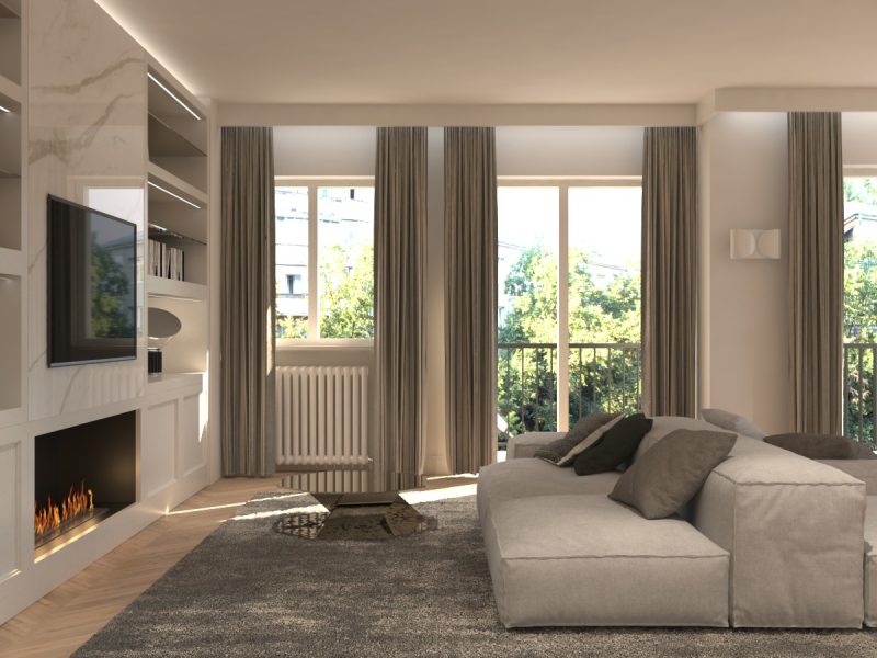 galbiati project milano design house render apartment via arona living room