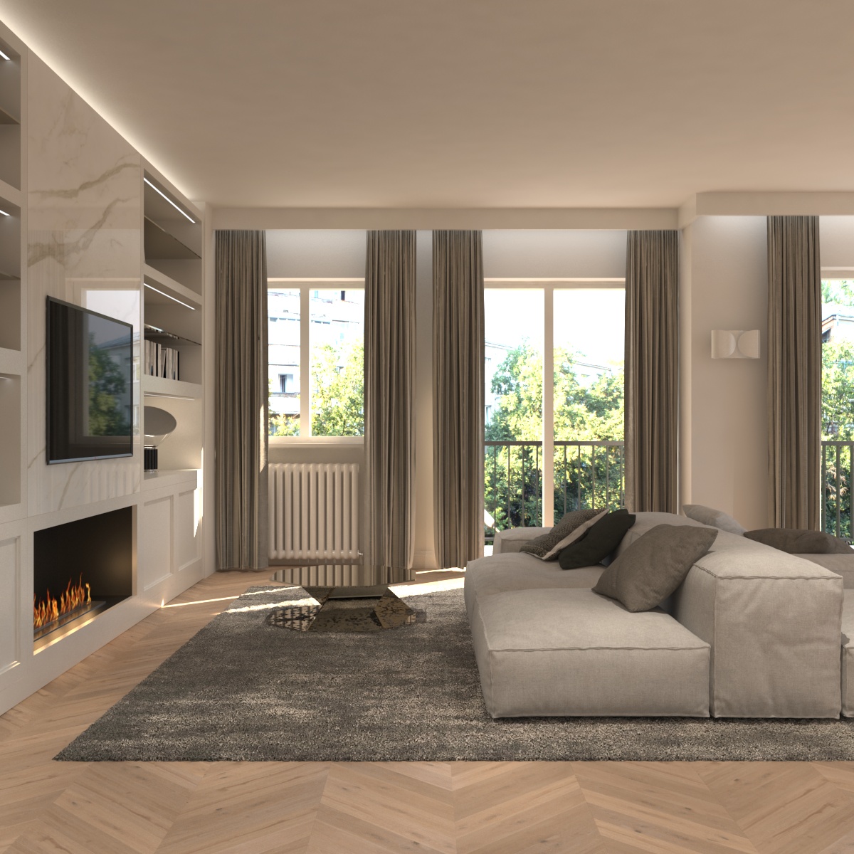 galbiati project milano design house render apartment via arona living room
