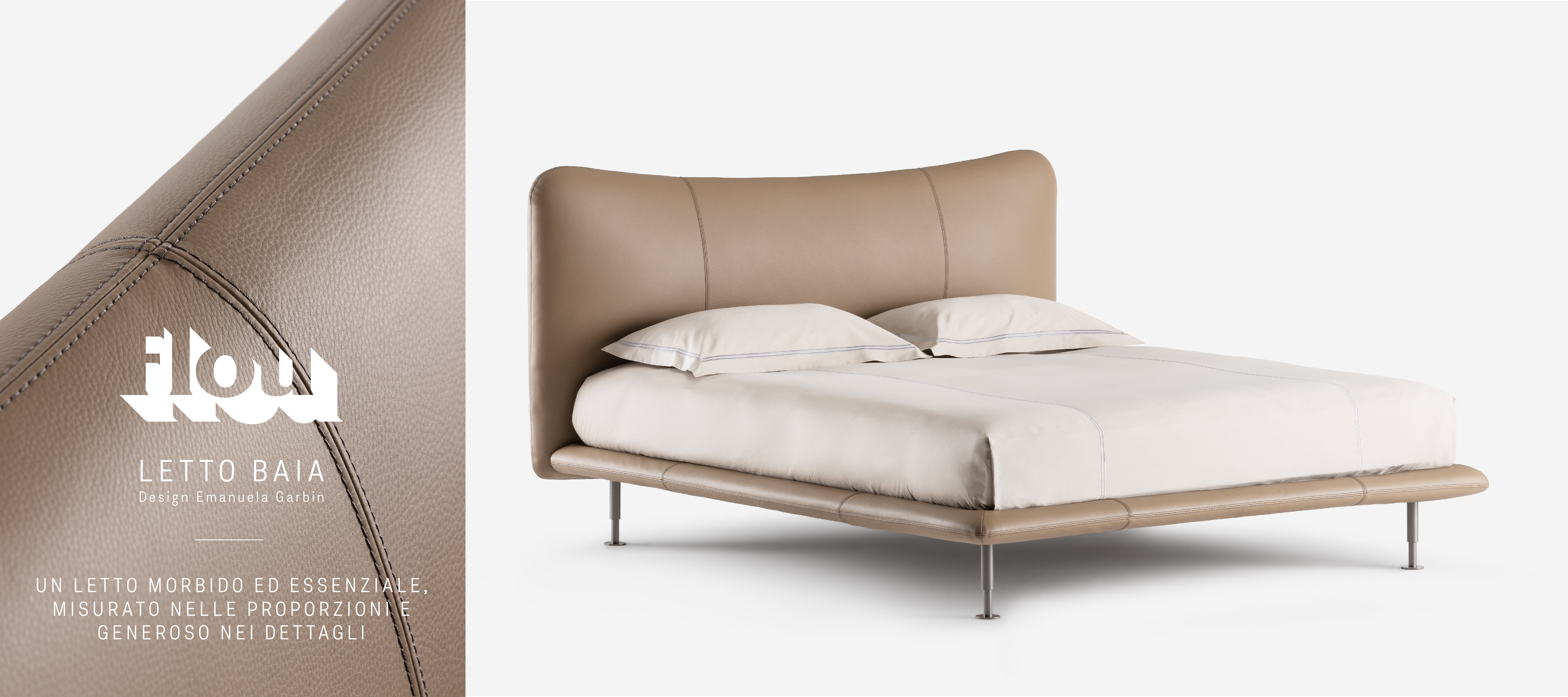 Flou presenta il letto Baia, design Emanuela Garbin - Galbiati Milano Design Hub